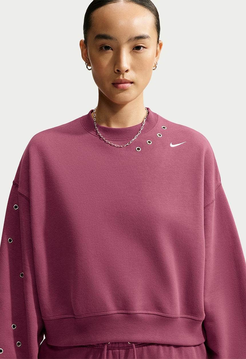 Nike - W Nk Fleece Oversized Cropped Crew-Neck Sweatshirt - Pinksmoke/Sail
