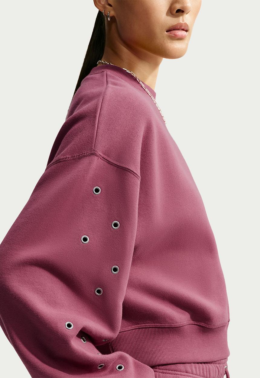 Nike - W Nk Fleece Oversized Cropped Crew-Neck Sweatshirt - Pinksmoke/Sail