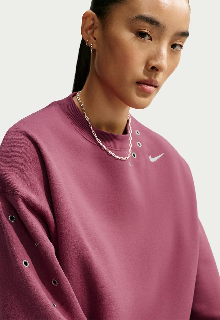 Nike - W Nk Fleece Oversized Cropped Crew-Neck Sweatshirt - Pinksmoke/Sail