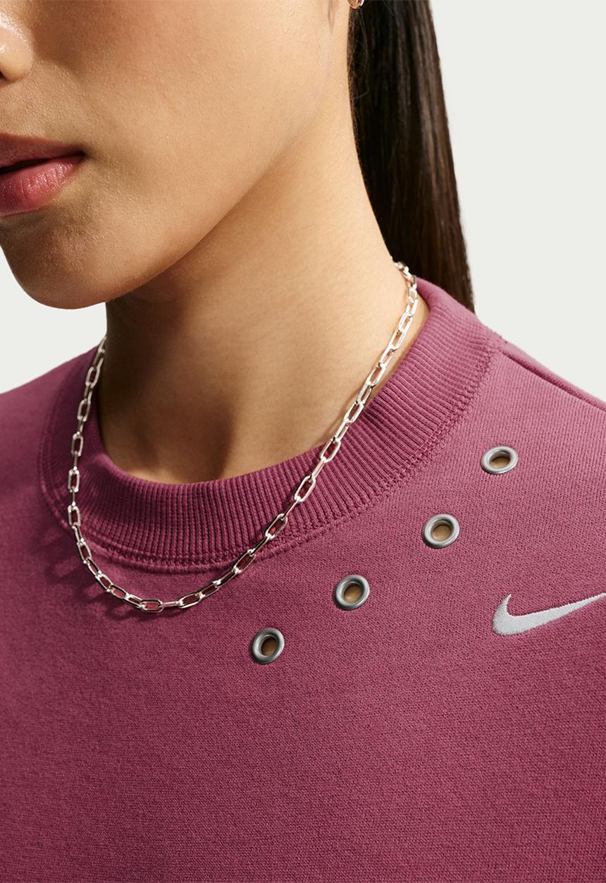 Nike - W Nk Fleece Oversized Cropped Crew-Neck Sweatshirt - Pinksmoke/Sail