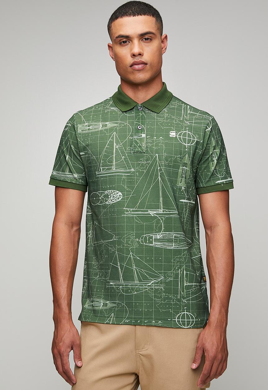 G-STAR - Dunda Slim Aop Polo - Dk Nuri Green