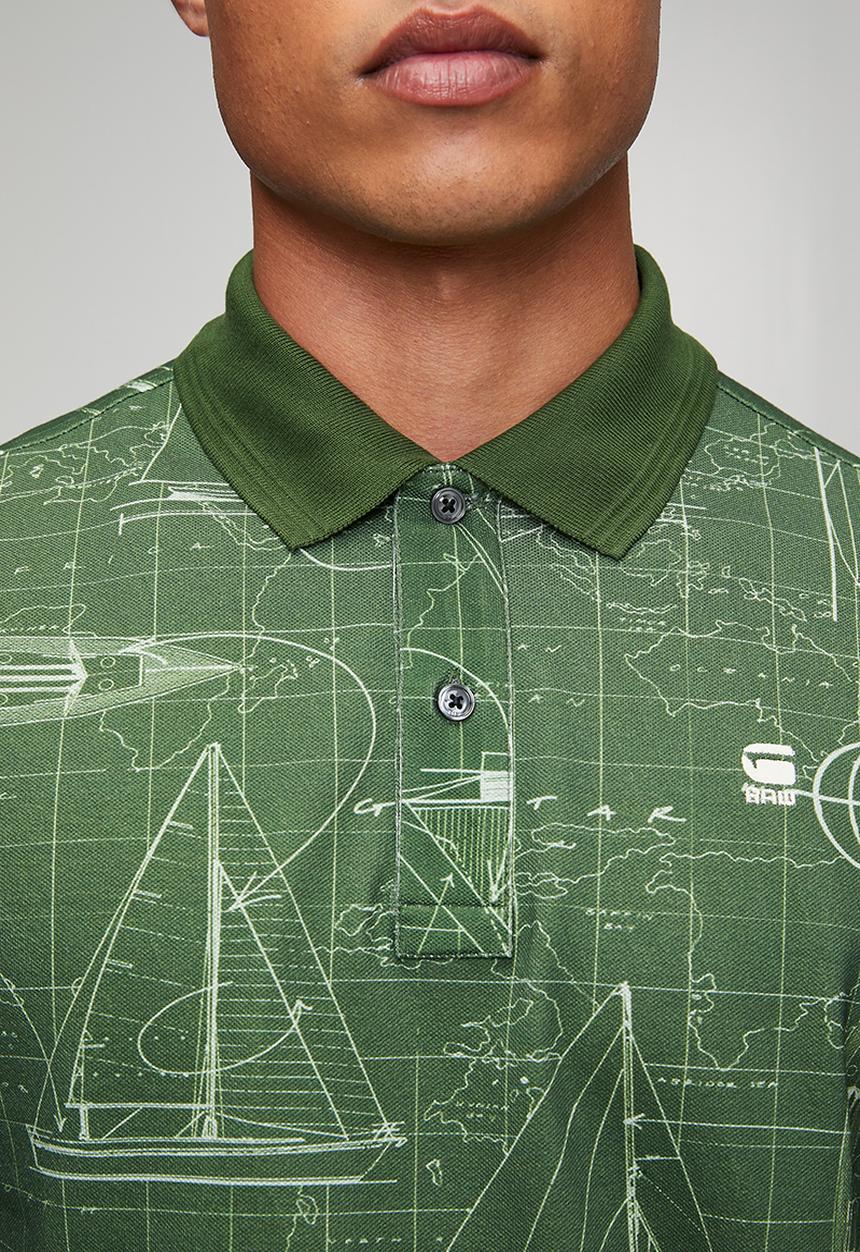 G-STAR - Dunda Slim Aop Polo - Dk Nuri Green