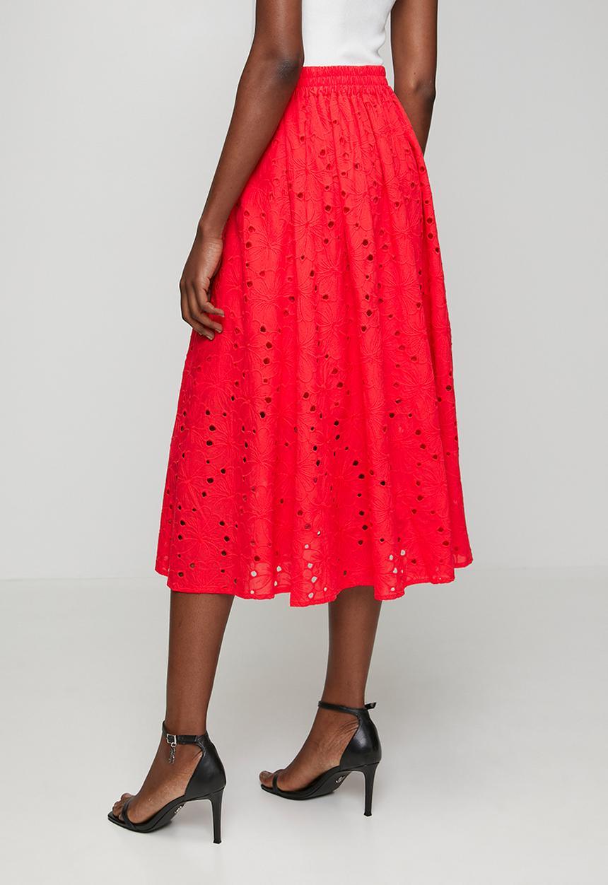 Steve Madden - Ladies althea anglaise midi skirt - red