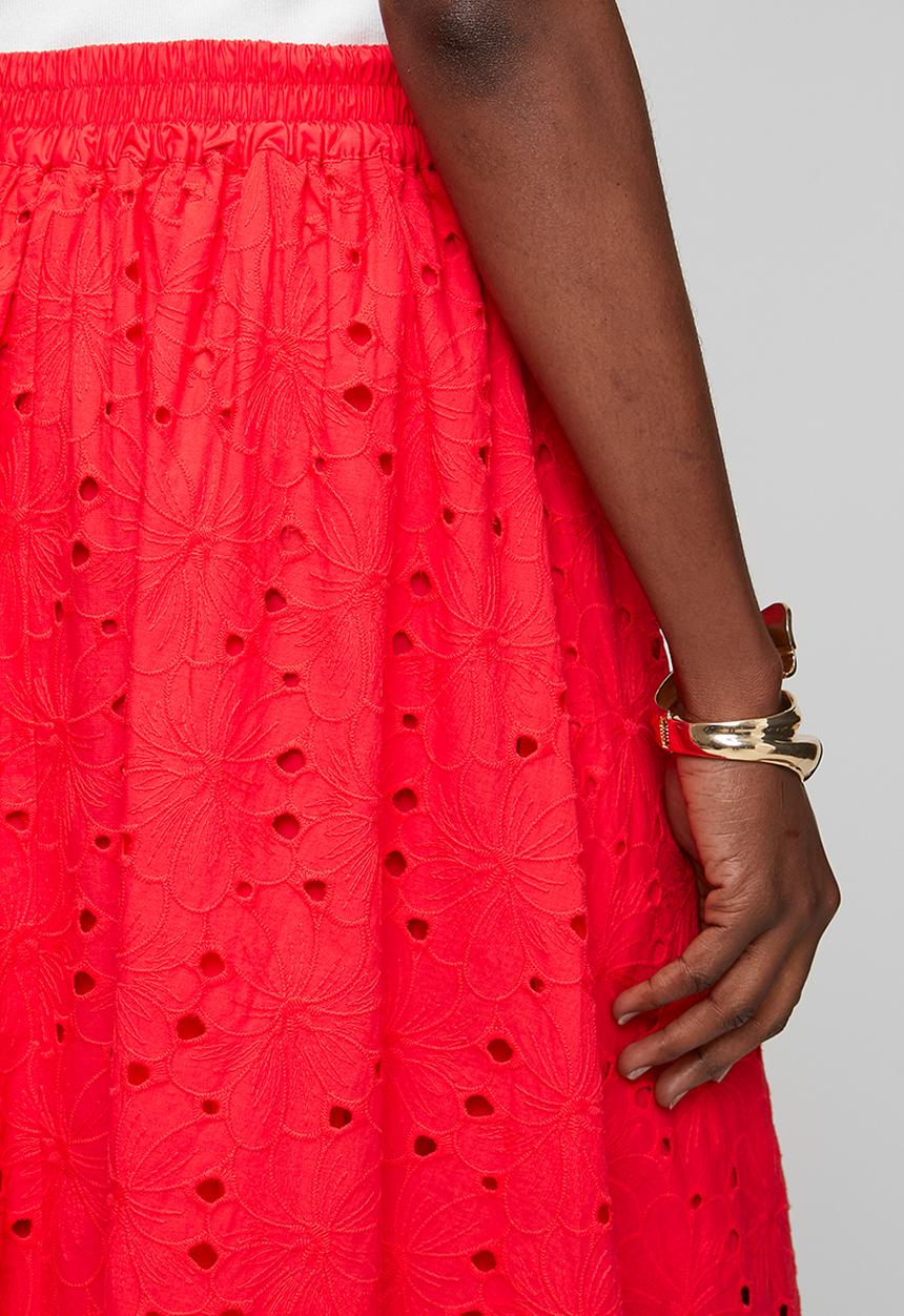 Steve Madden - Ladies althea anglaise midi skirt - red