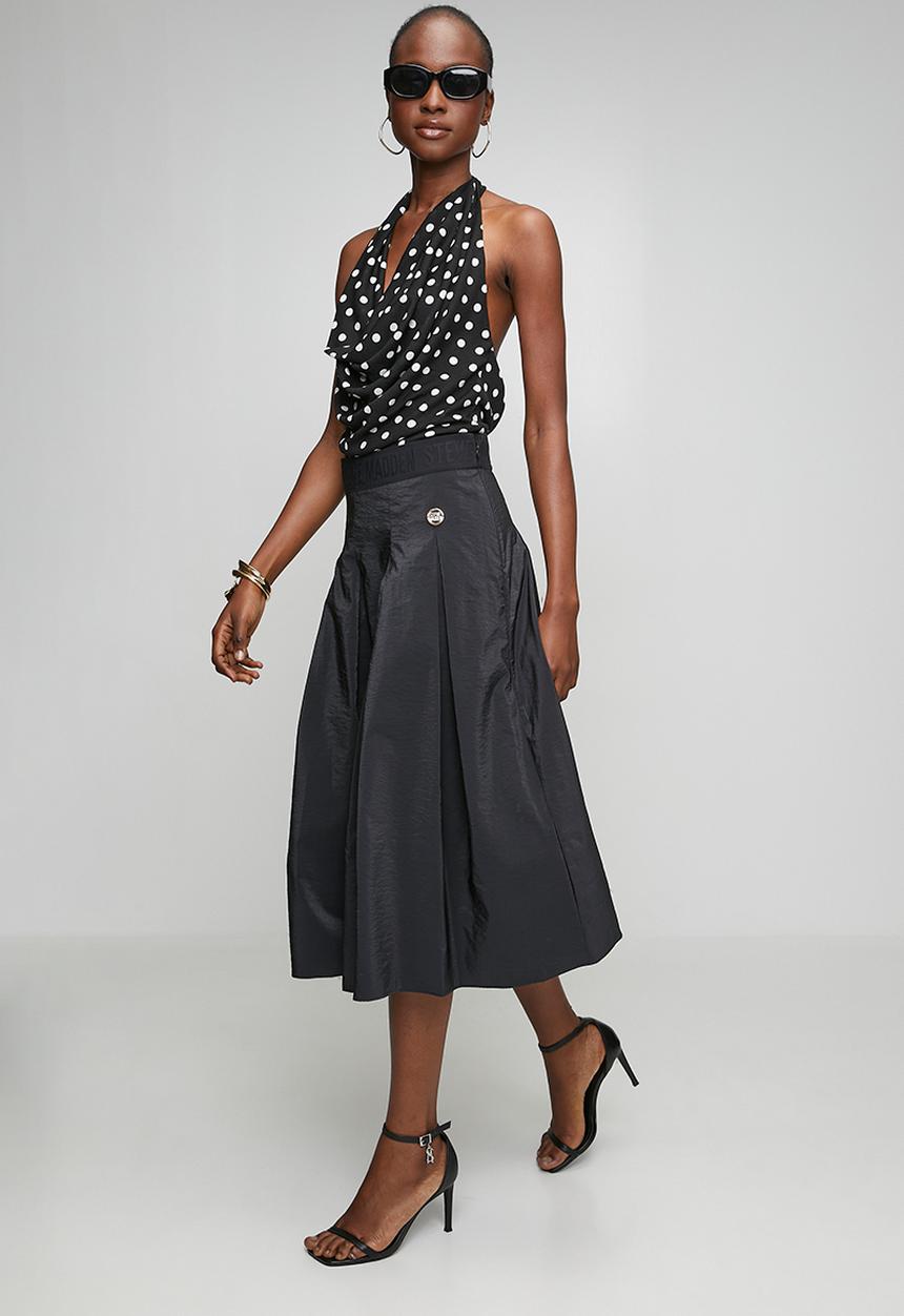 Steve Madden - Ladies peggy pleated midaxi skirt - black