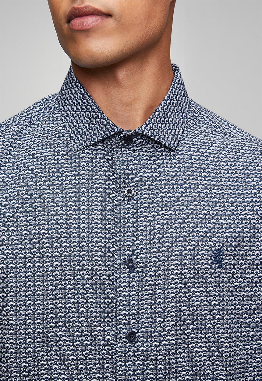 Pringle of Scotland - Pringle Tom Printed Tailored Long sleeve Shirt - Navy