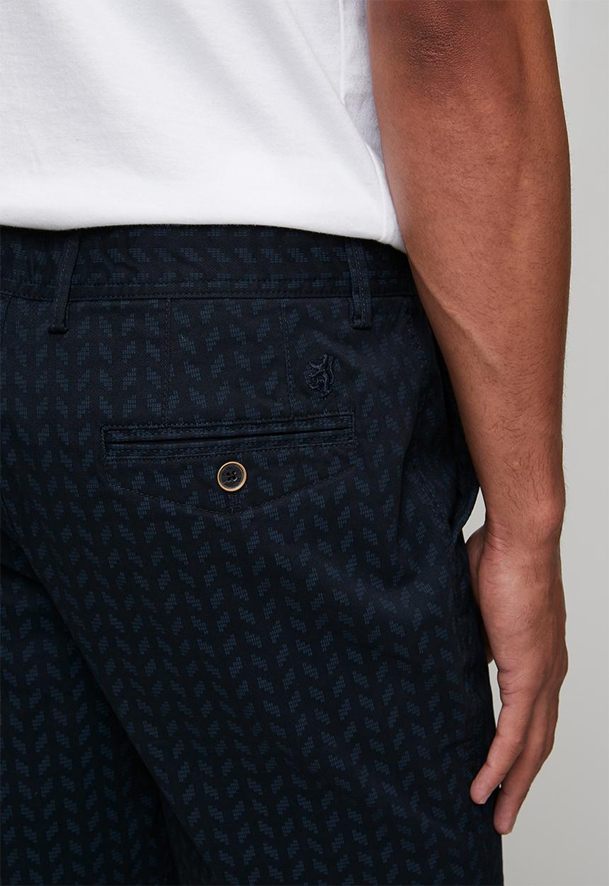 Pringle of Scotland - Henry Printed Thigh Chino Short - Navy