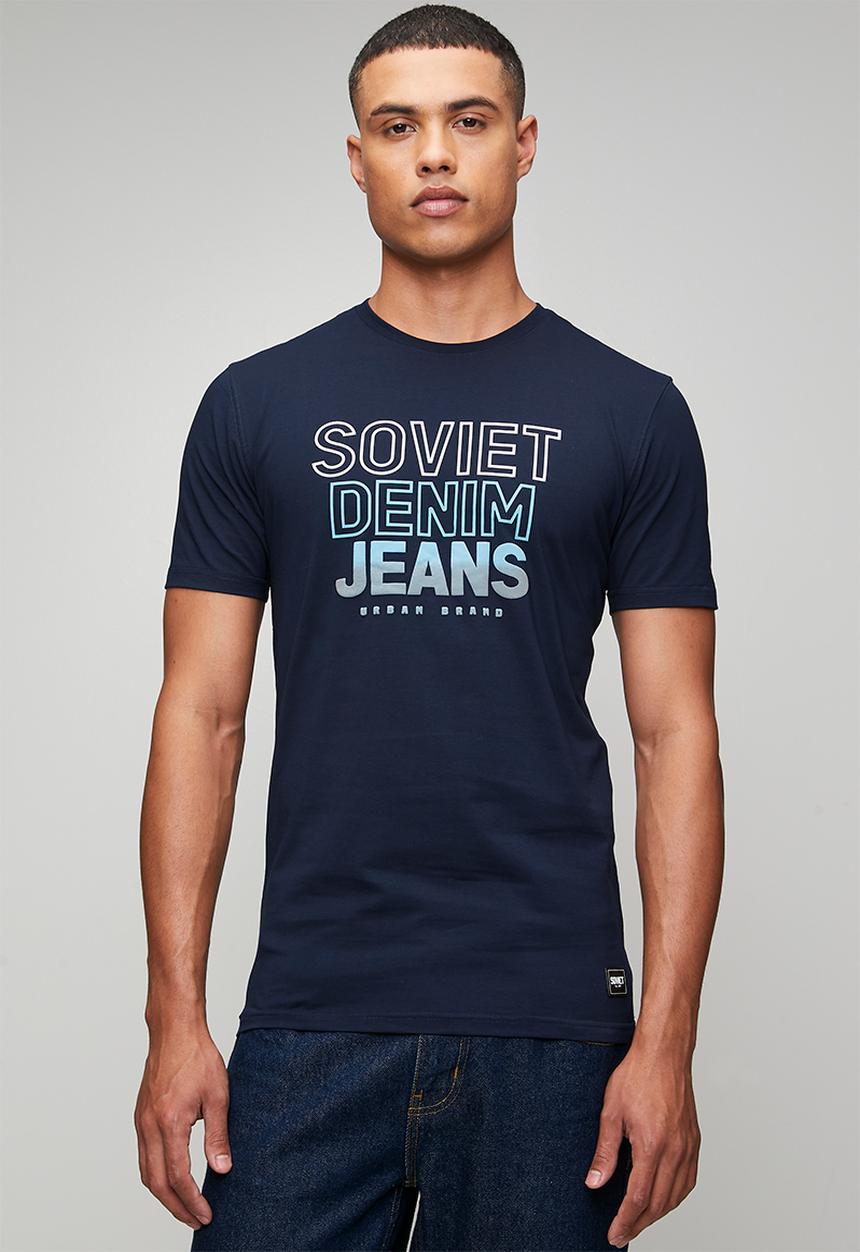 SOVIET - Crew Neck Fashion T-Shirt - Navy
