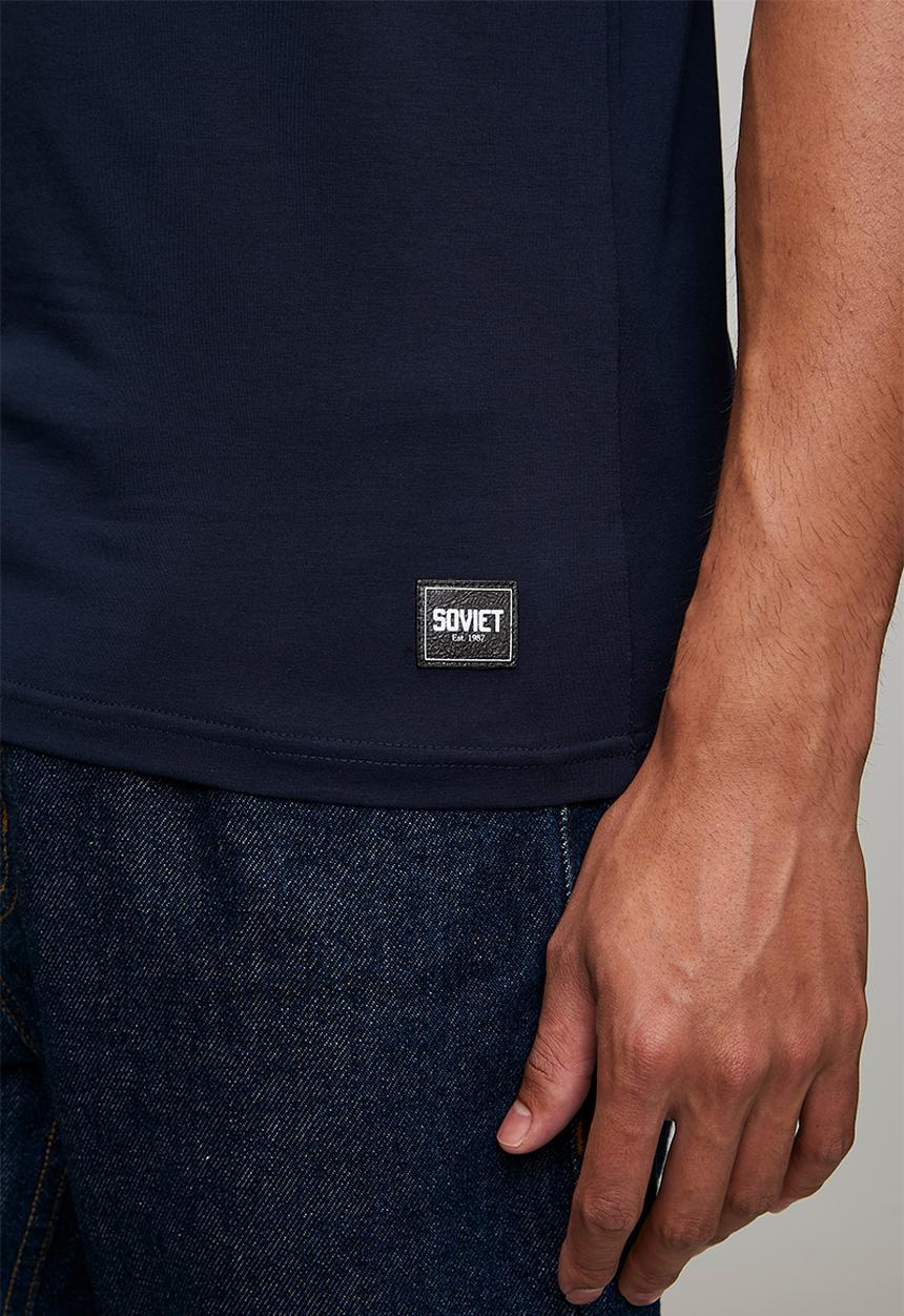 SOVIET - Crew Neck Fashion T-Shirt - Navy