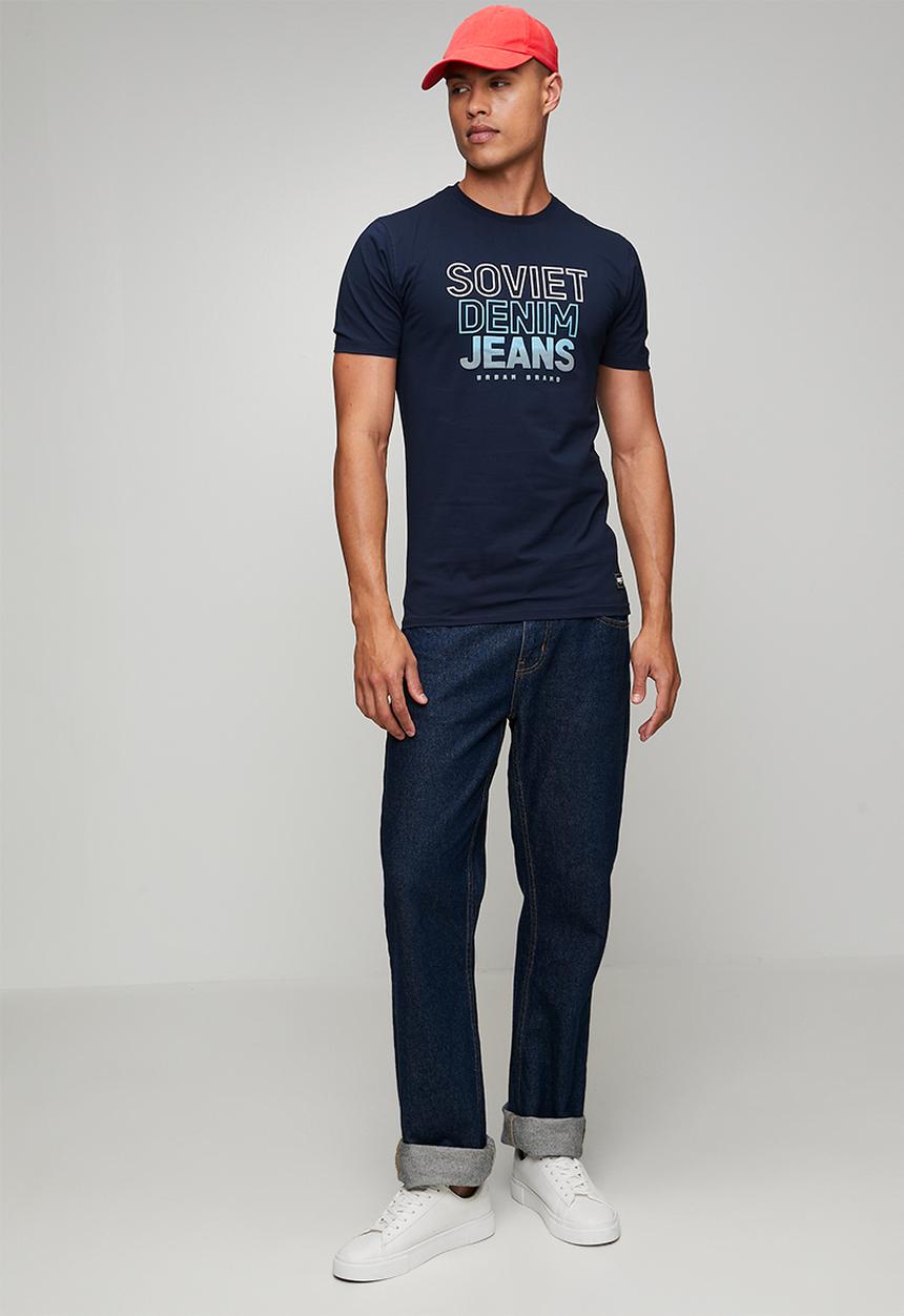 SOVIET - Crew Neck Fashion T-Shirt - Navy