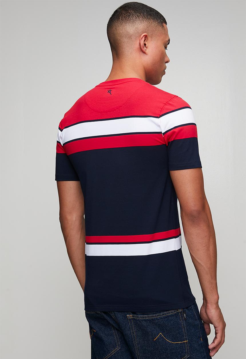 SOVIET - Yarn Dyed Stripe T-Shirt - Red