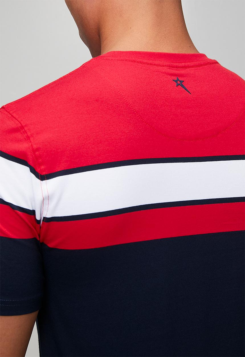SOVIET - Yarn Dyed Stripe T-Shirt - Red