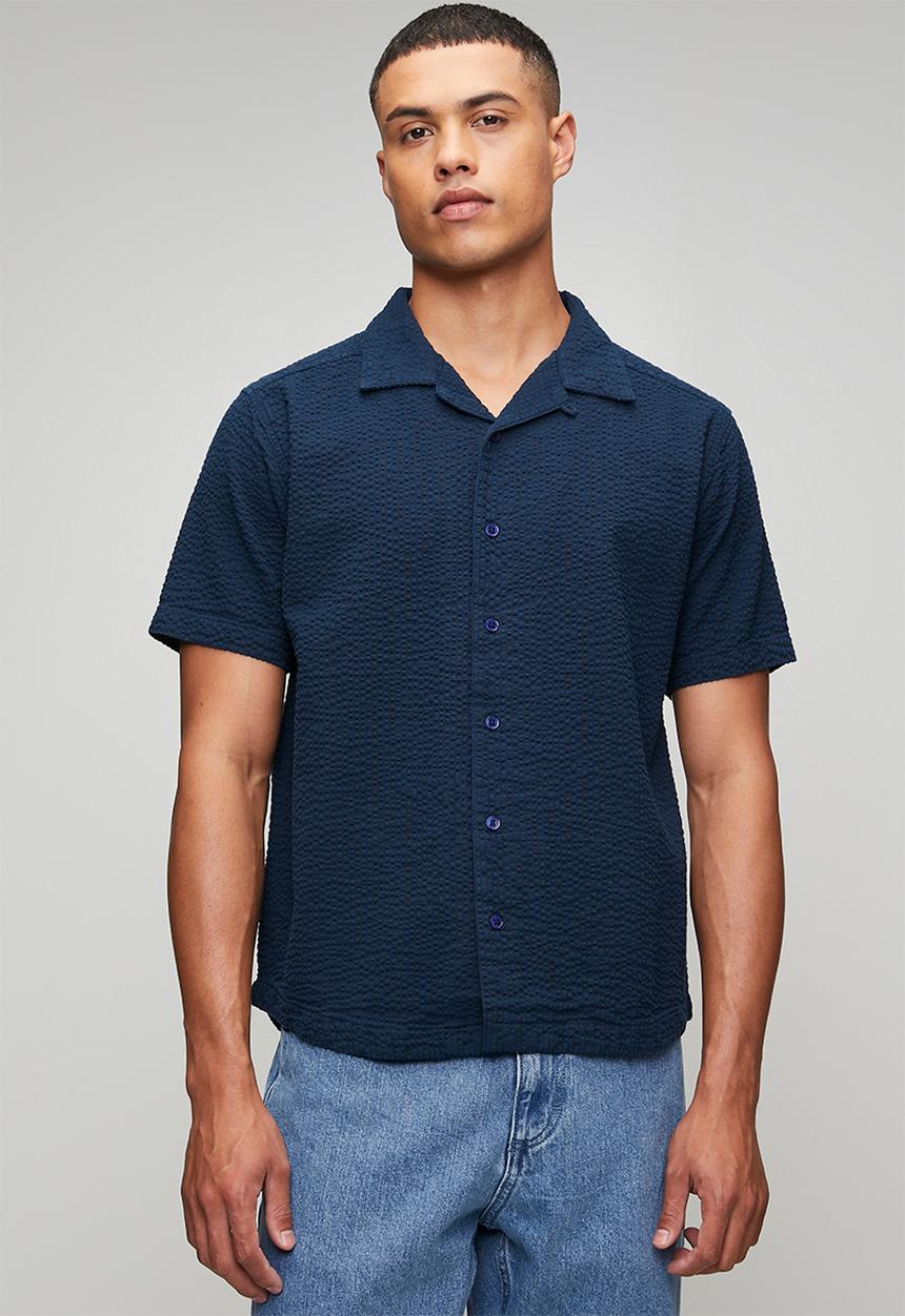 RVCA - Seered Stripe Shirt - Petrol Blue