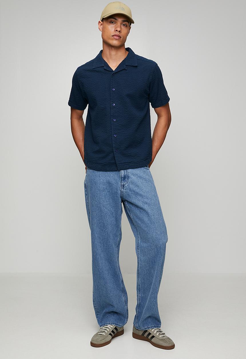RVCA - Seered Stripe Shirt - Petrol Blue
