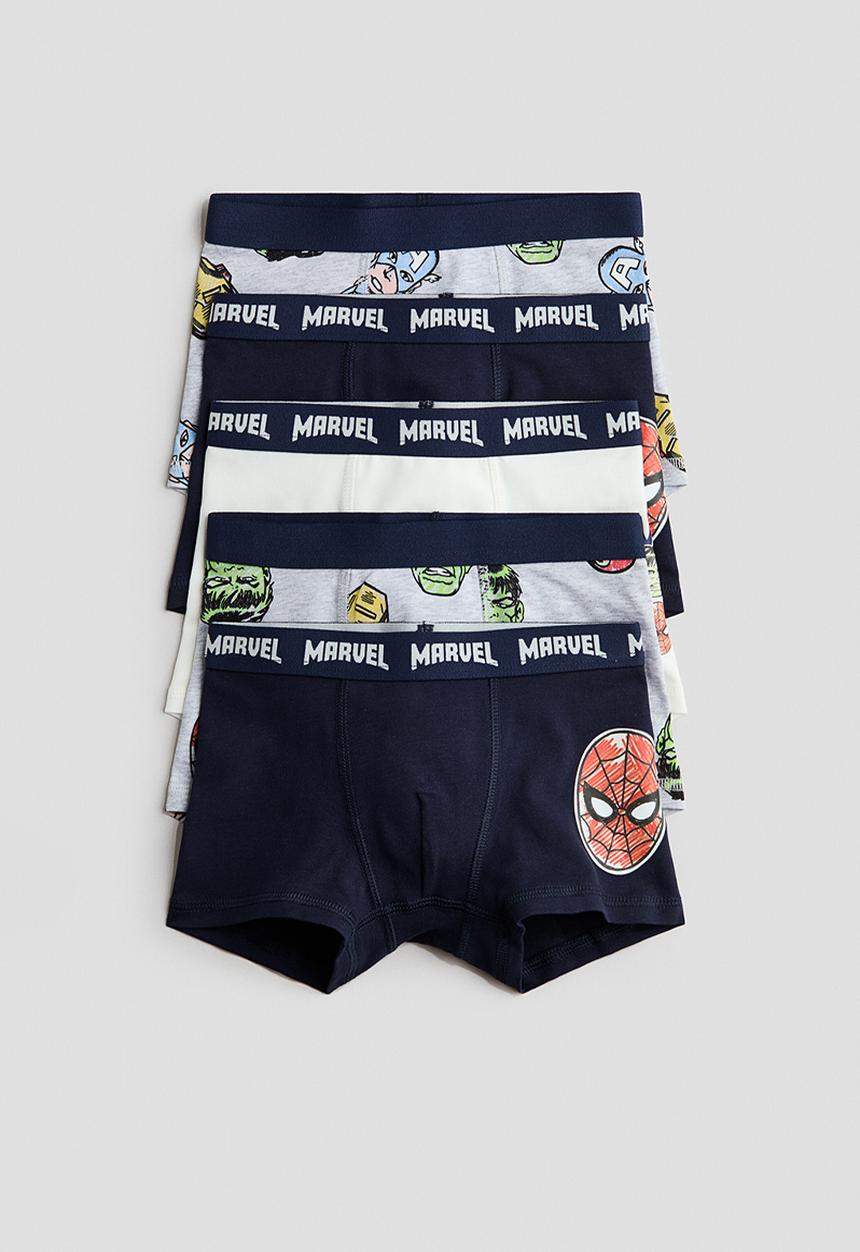 H&M - 5-pack trunks - light grey marl/marvel comics