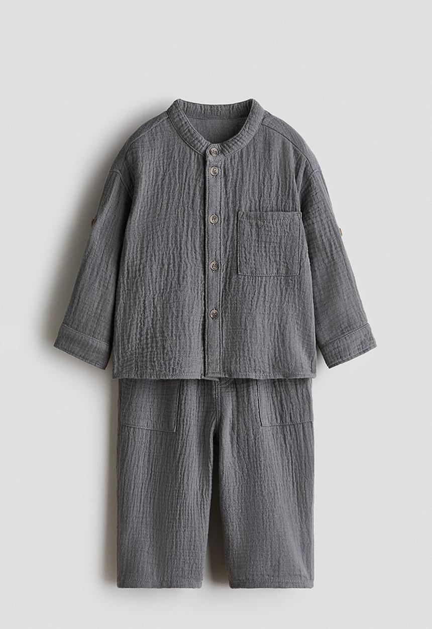 H&M - 2-piece cotton muslin set - grey