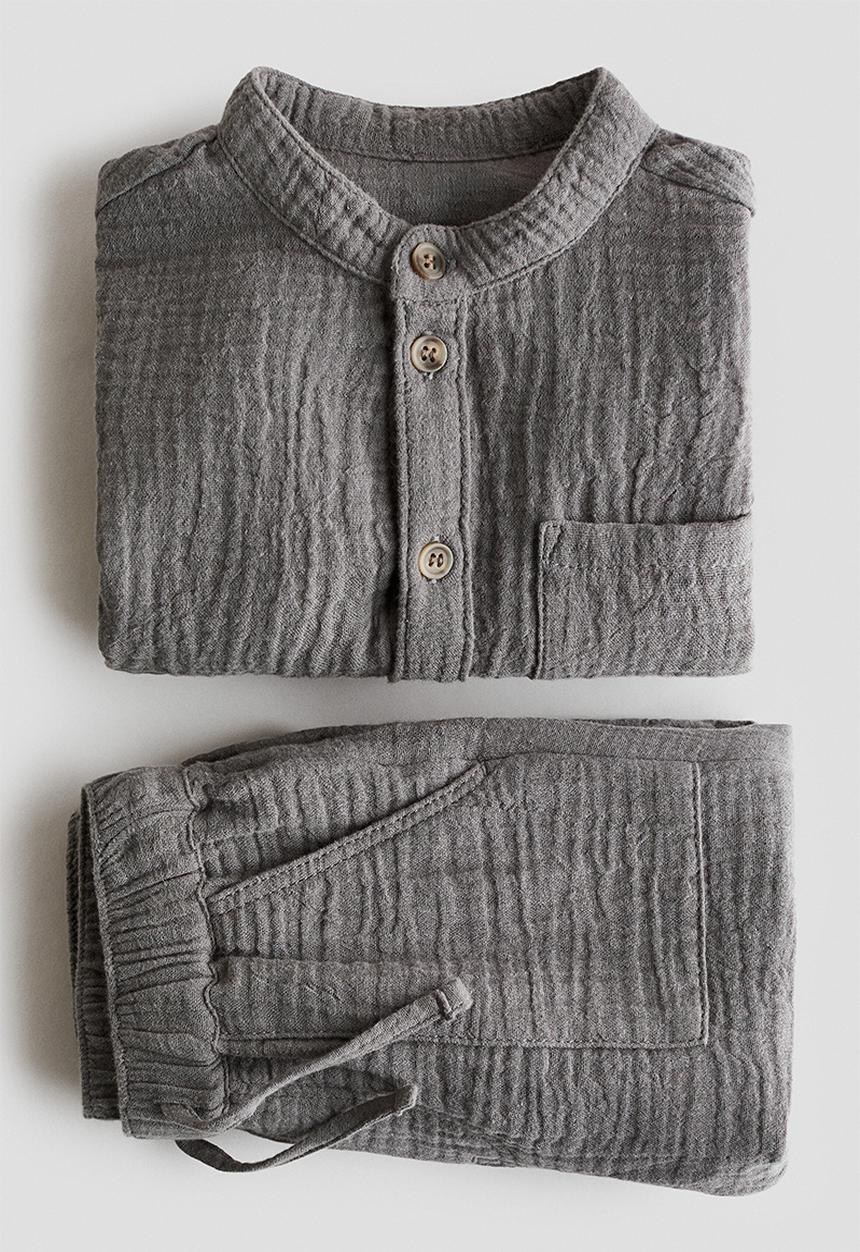 H&M - 2-piece cotton muslin set - grey