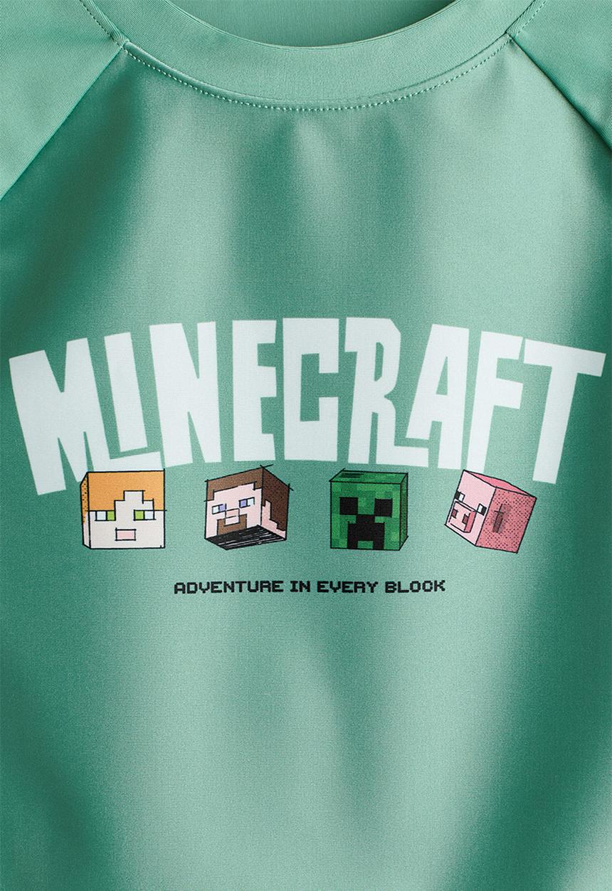 H&M - Upf 50 printed swim top - green/minecraft