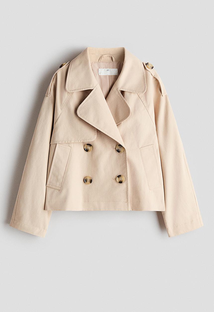 H&M - Short twill trench coat - light beige