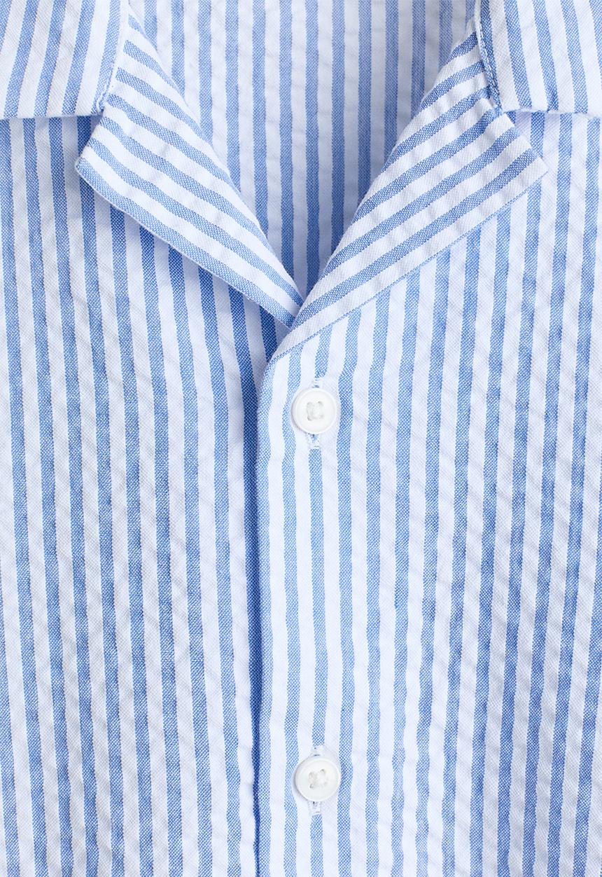 H&M - Seersucker resort shirt - light blue/striped