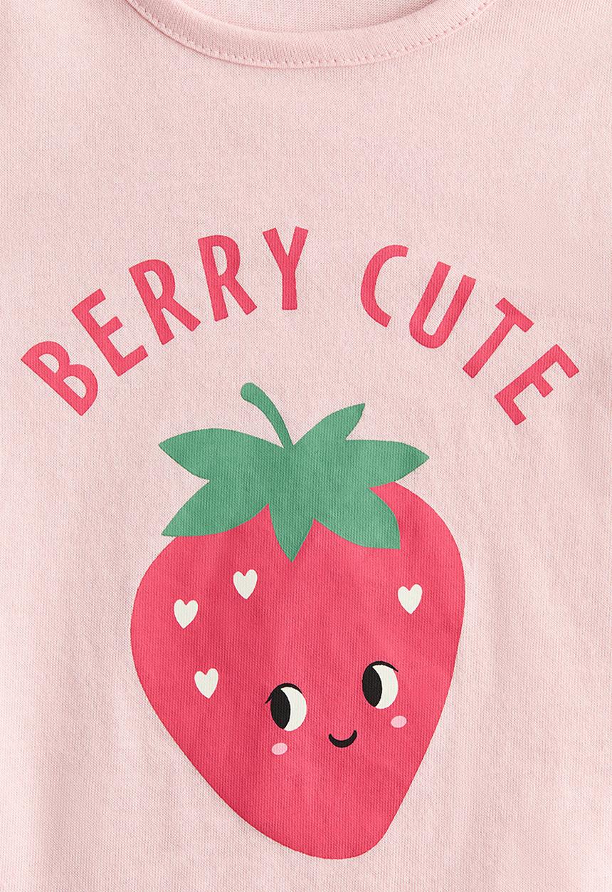 H&M - Printed cotton top - light pink/berry cute