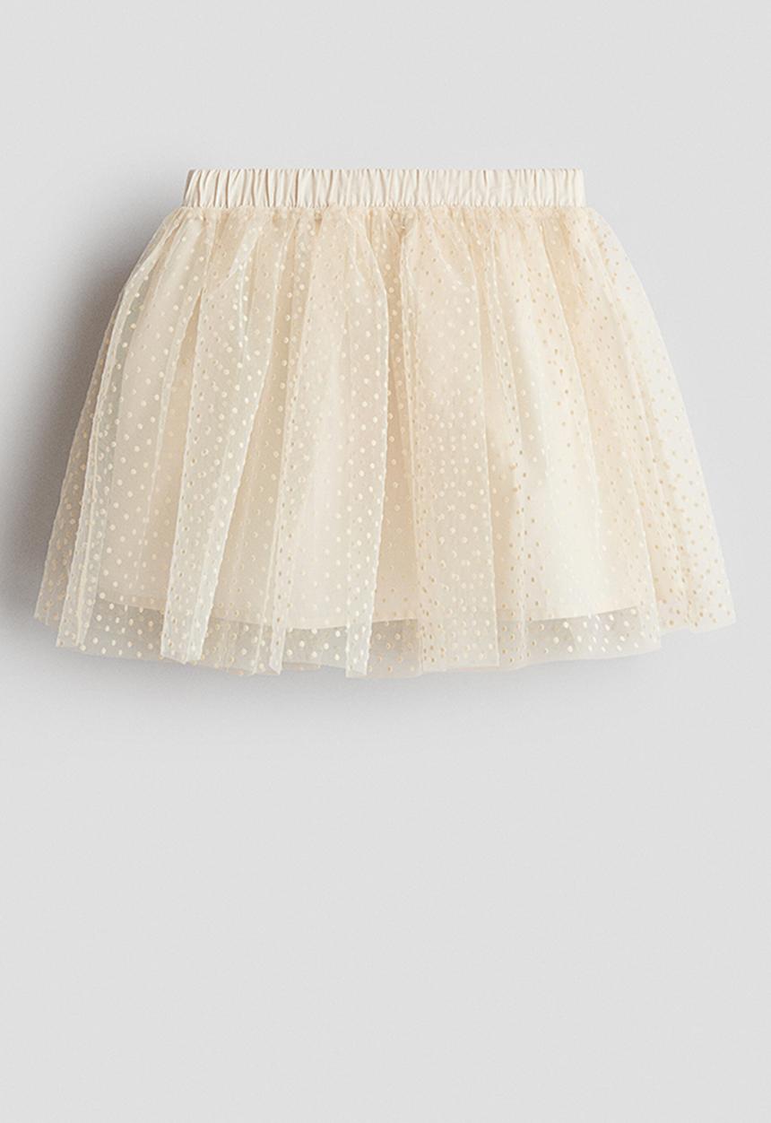 H&M - Glittery tulle skirt - light beige/spotted
