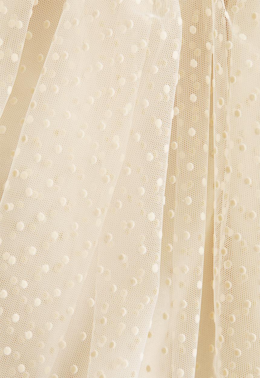 H&M - Glittery tulle skirt - light beige/spotted