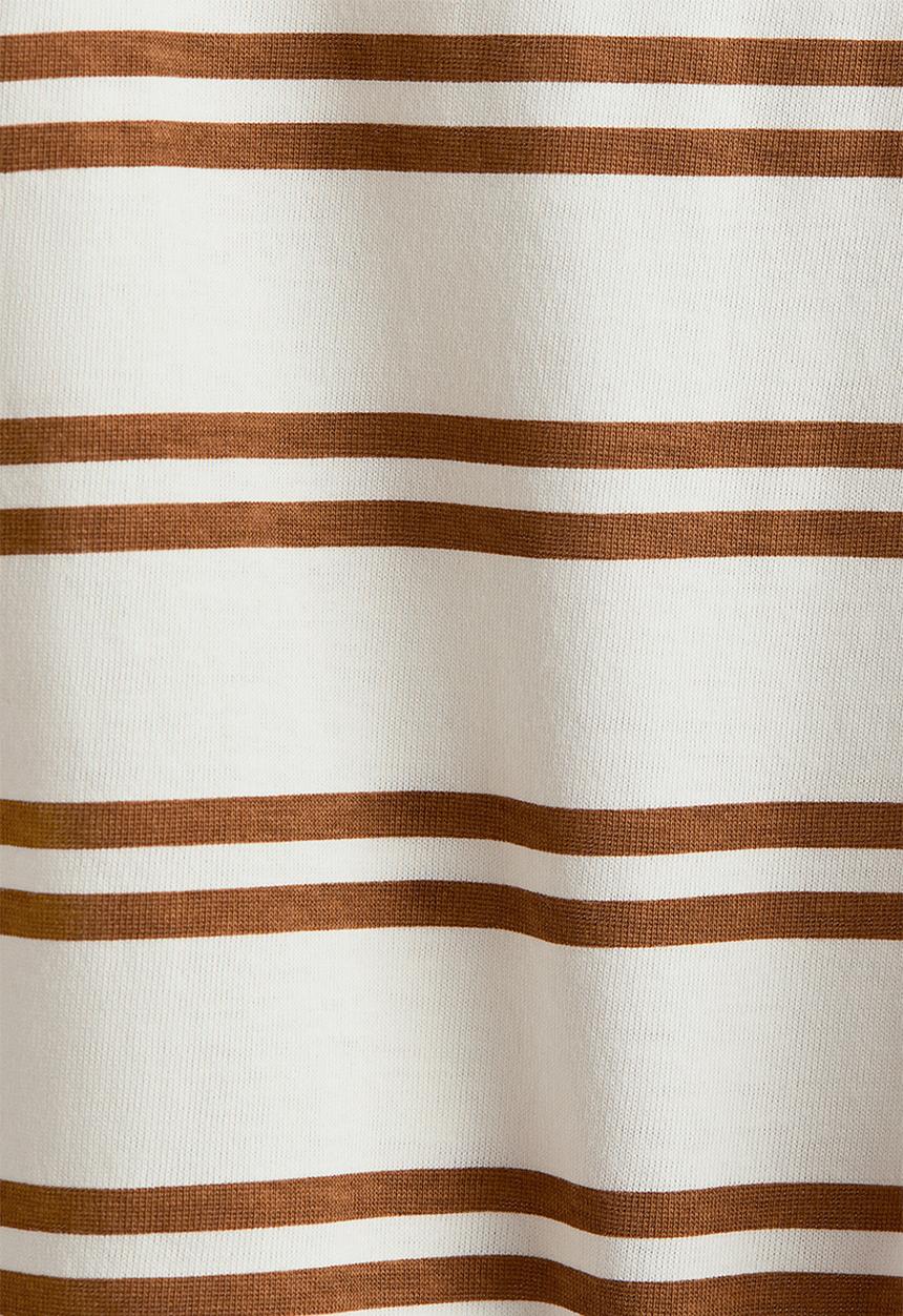 H&M - Printed cotton T-shirt - white/brown striped