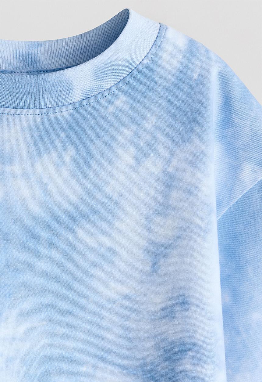 H&M - Loose-fit printed T-shirt - light blue/tie-dye