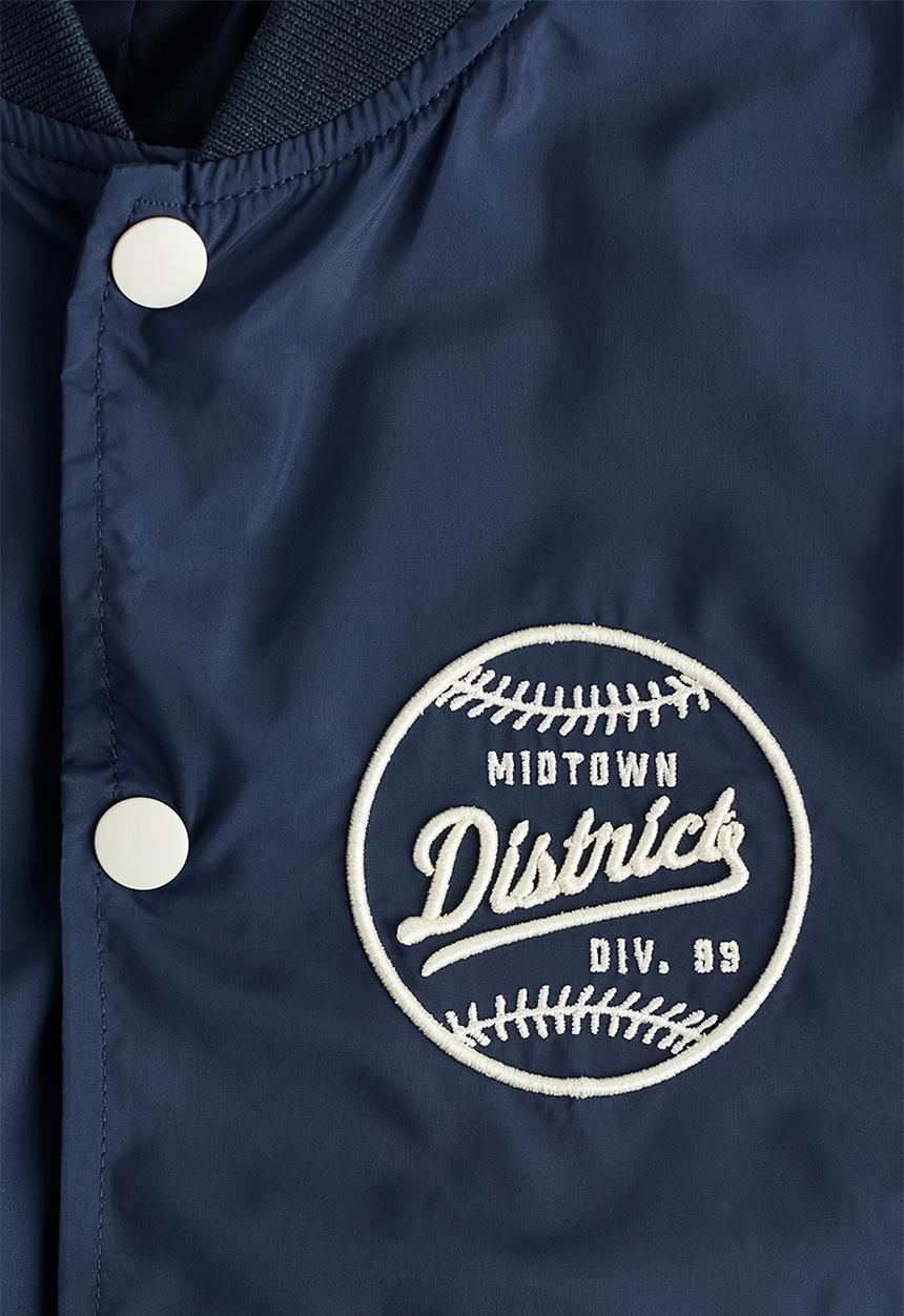 H&M - Motif-detail baseball jacket - navy blue/cream