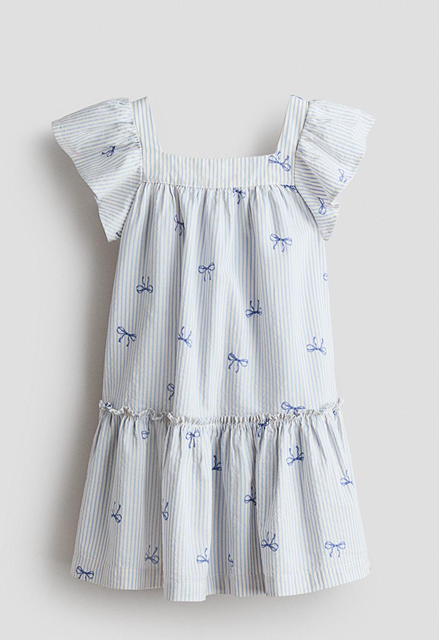 H&M - Flared cotton dress - white/bows