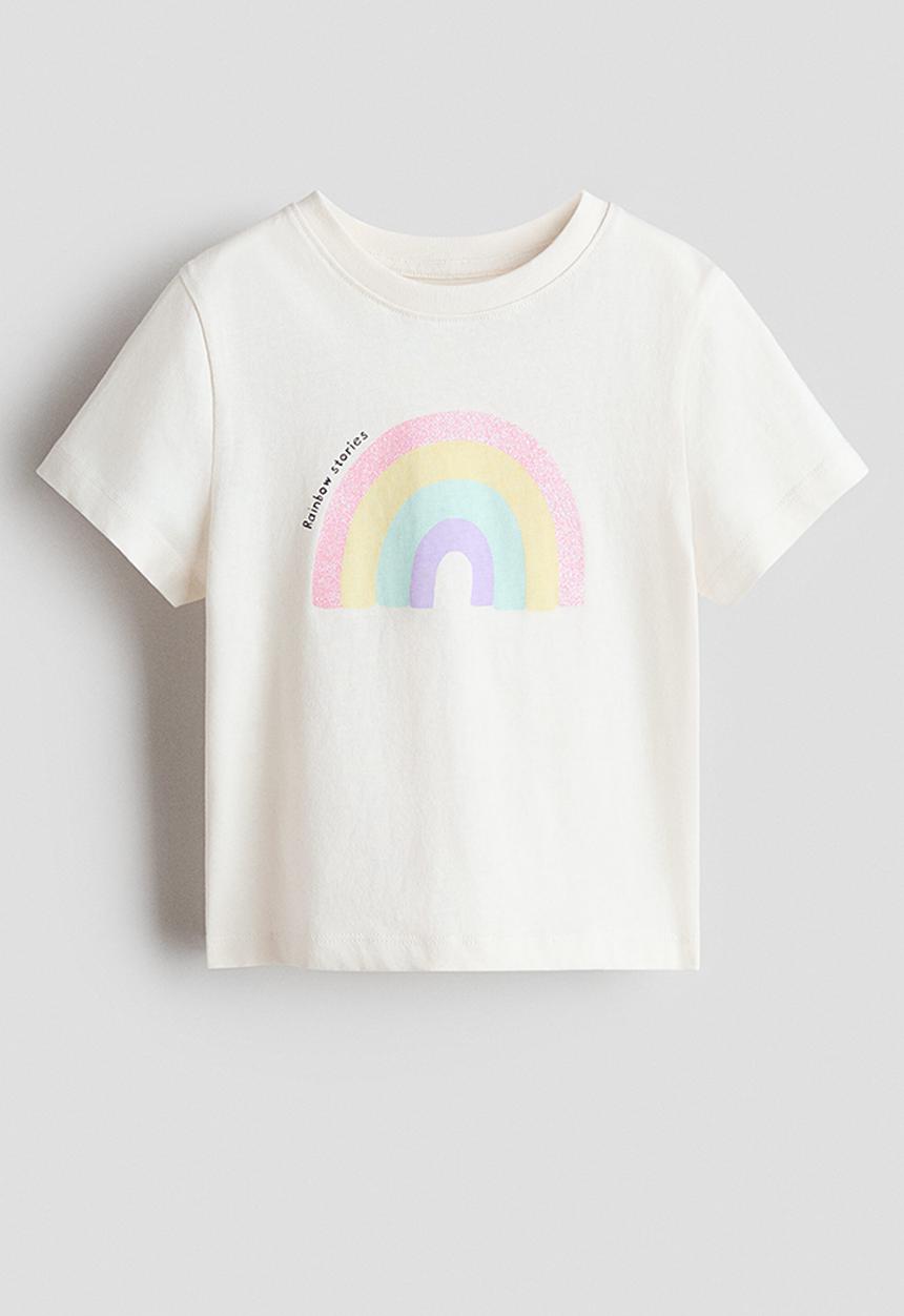 H&M - Printed t-shirt - cream/rainbow