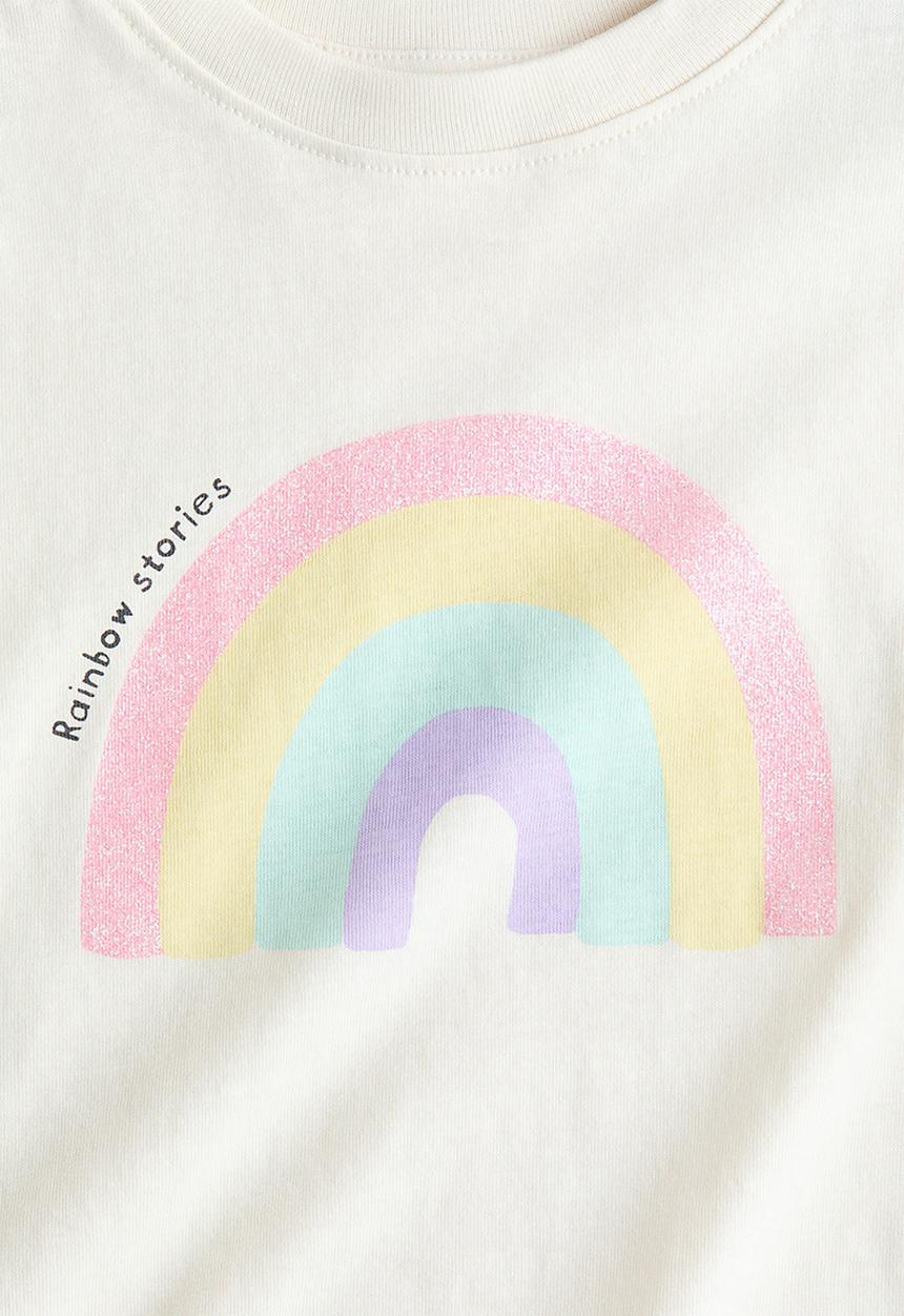 H&M - Printed t-shirt - cream/rainbow