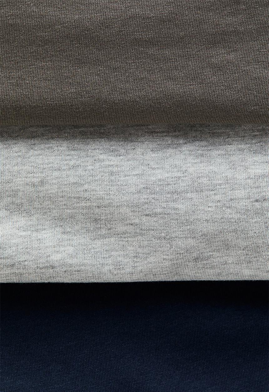 H&M - 3-pack long-sleeve t-shirts - navy blue/khaki green