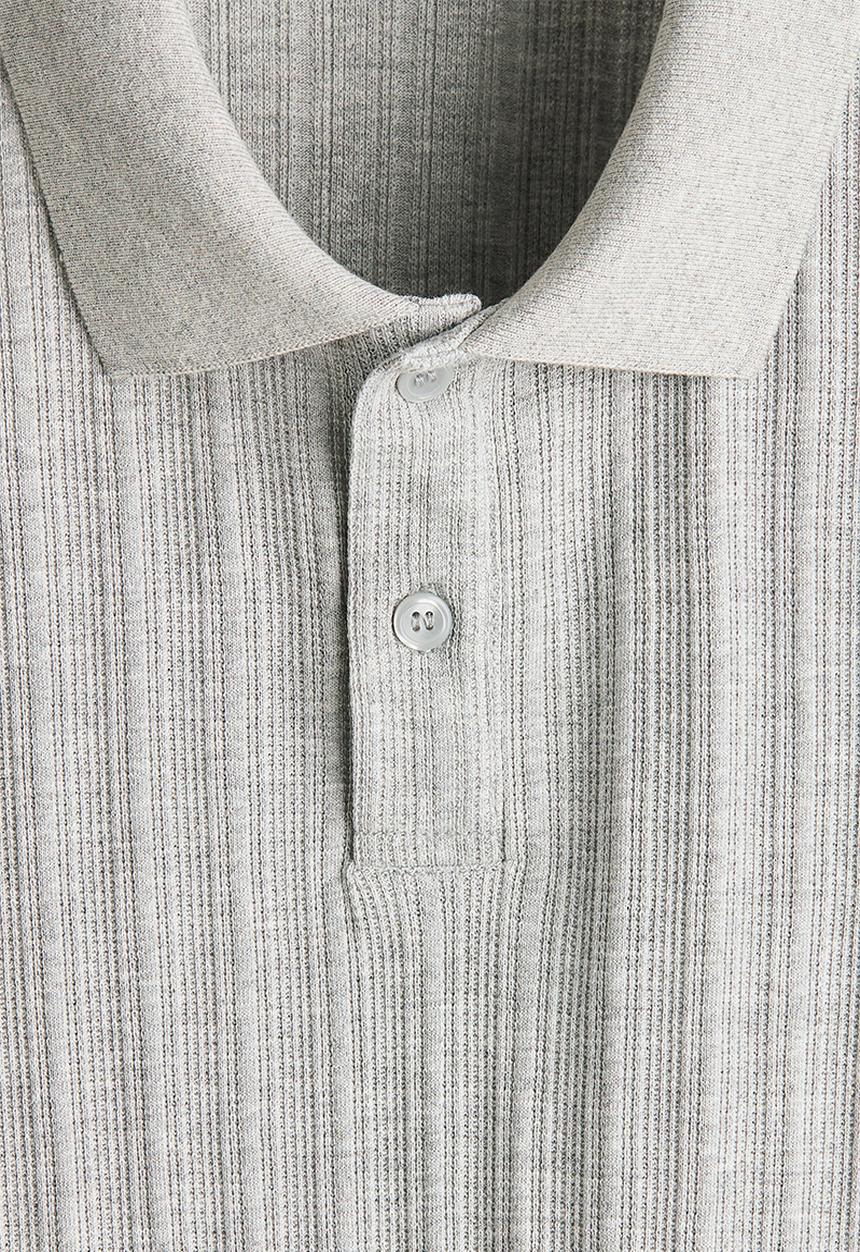 H&M - Slim fit textured jersey polo shirt - light grey marl