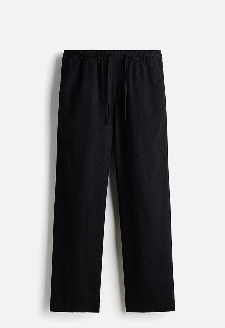 H&M - Relaxed fit linen-blend trousers - black