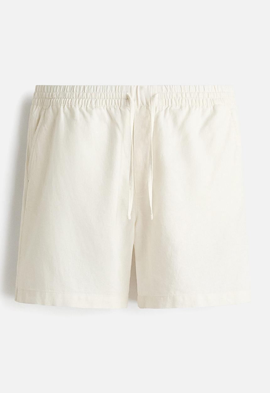 H&M - Relaxed fit linen-blend shorts - white