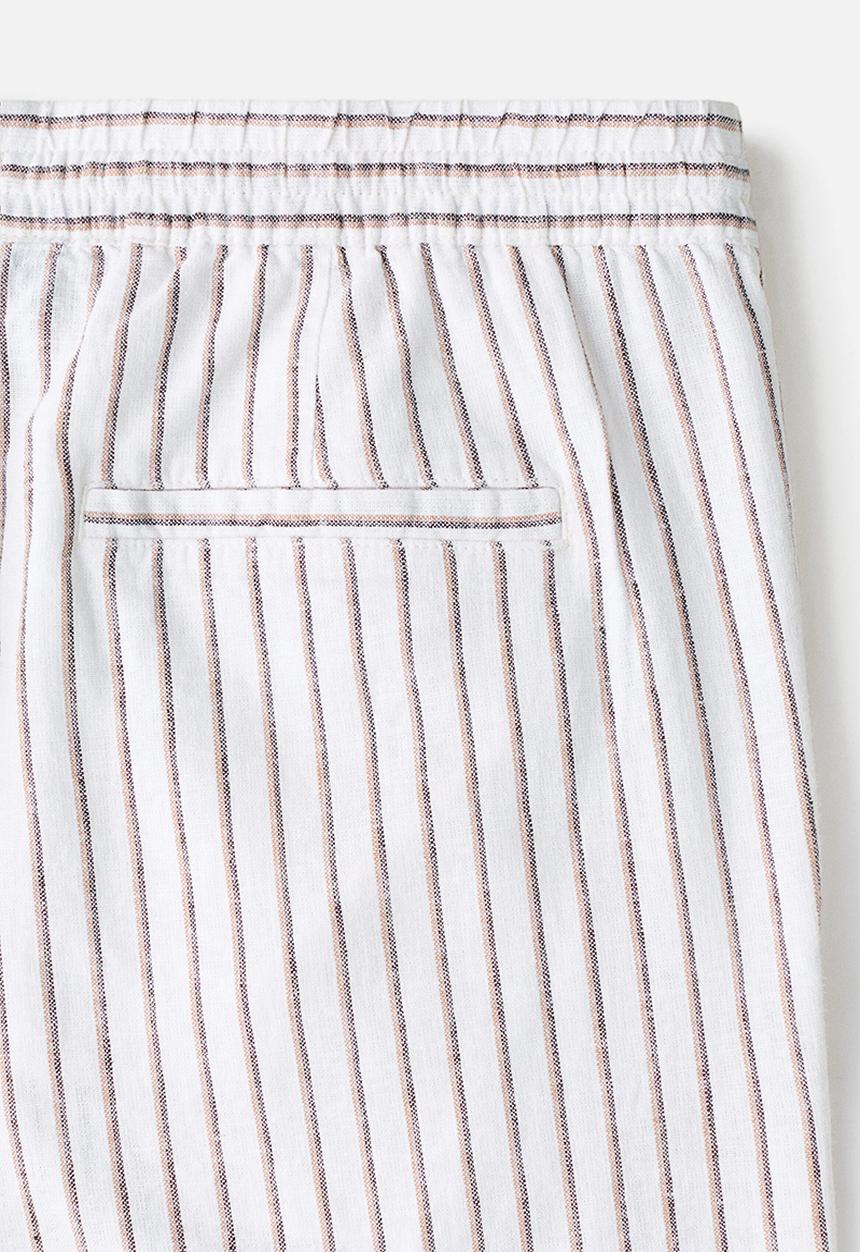H&M - Relaxed fit linen-blend shorts - white/striped