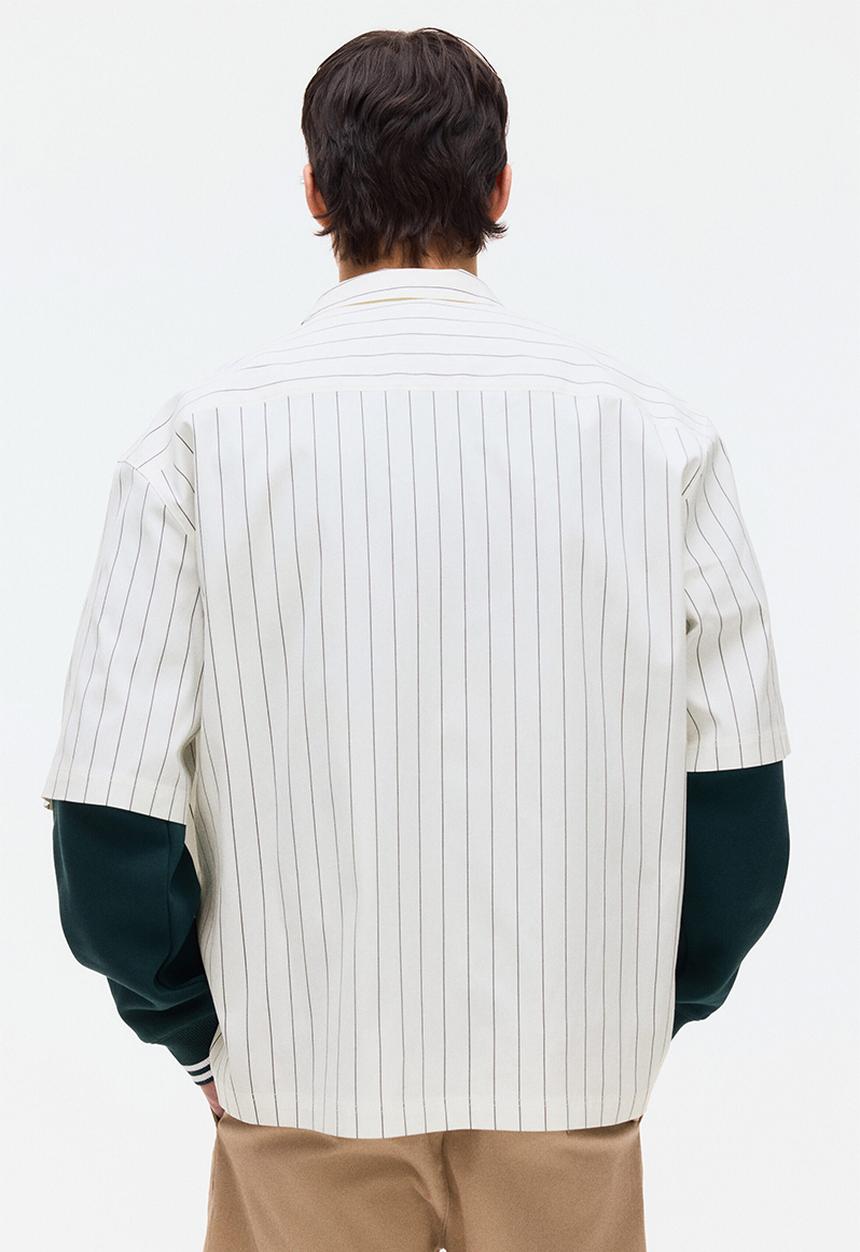 H&M - Regular fit embroidered-motif shirt - white/striped