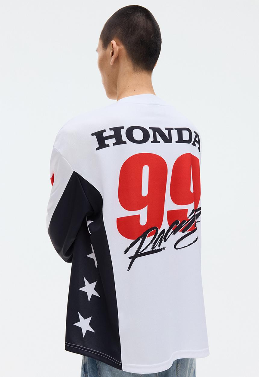 H&M - Oversized fit long-sleeved mesh top - white/honda