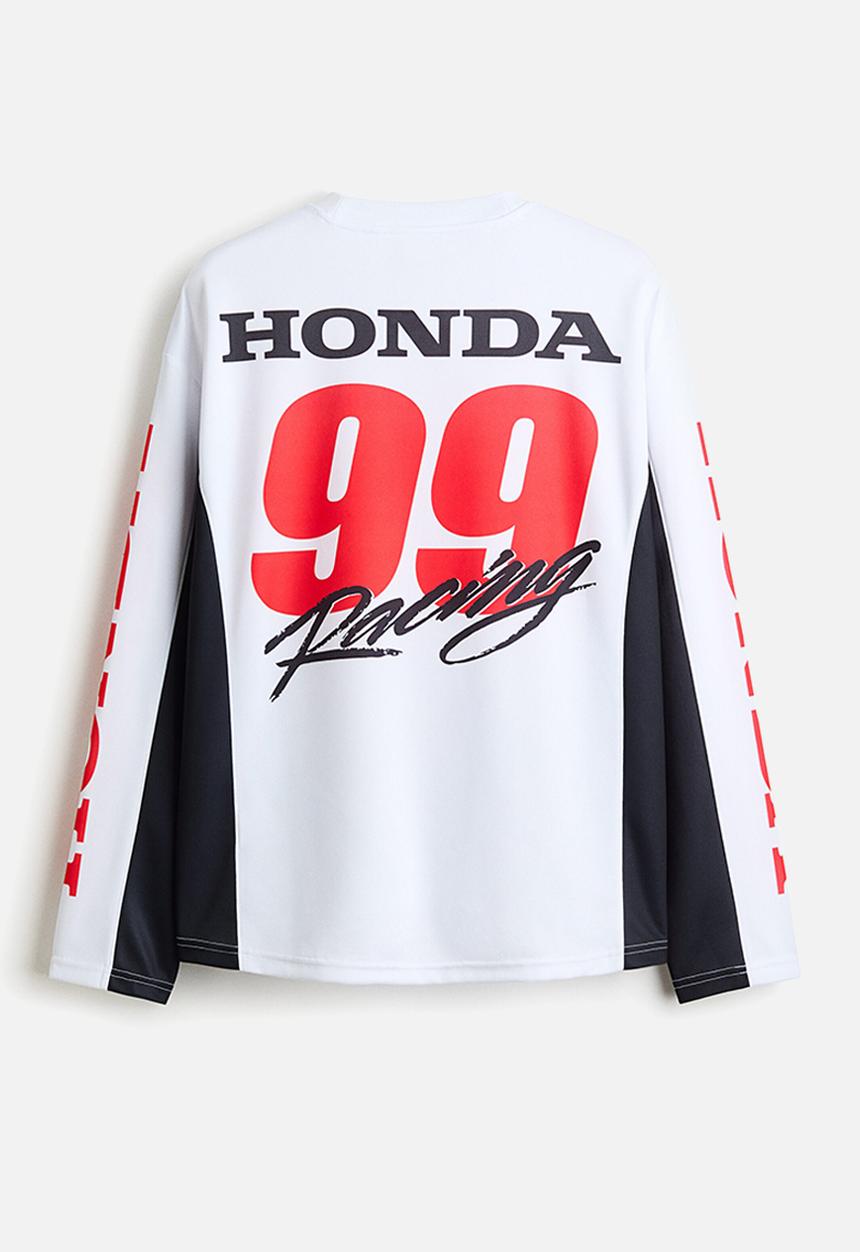 H&M - Oversized fit long-sleeved mesh top - white/honda