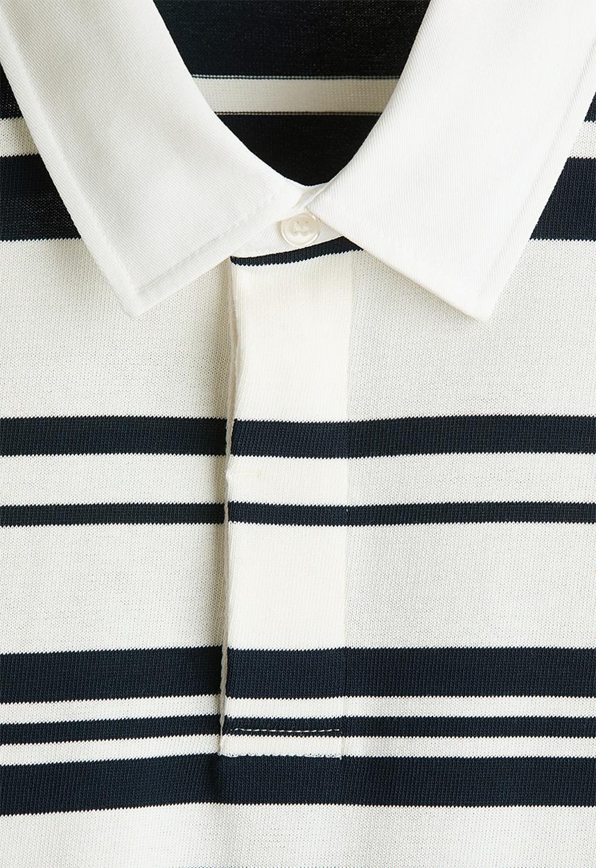 H&M - Loose fit cotton polo shirt - white/striped