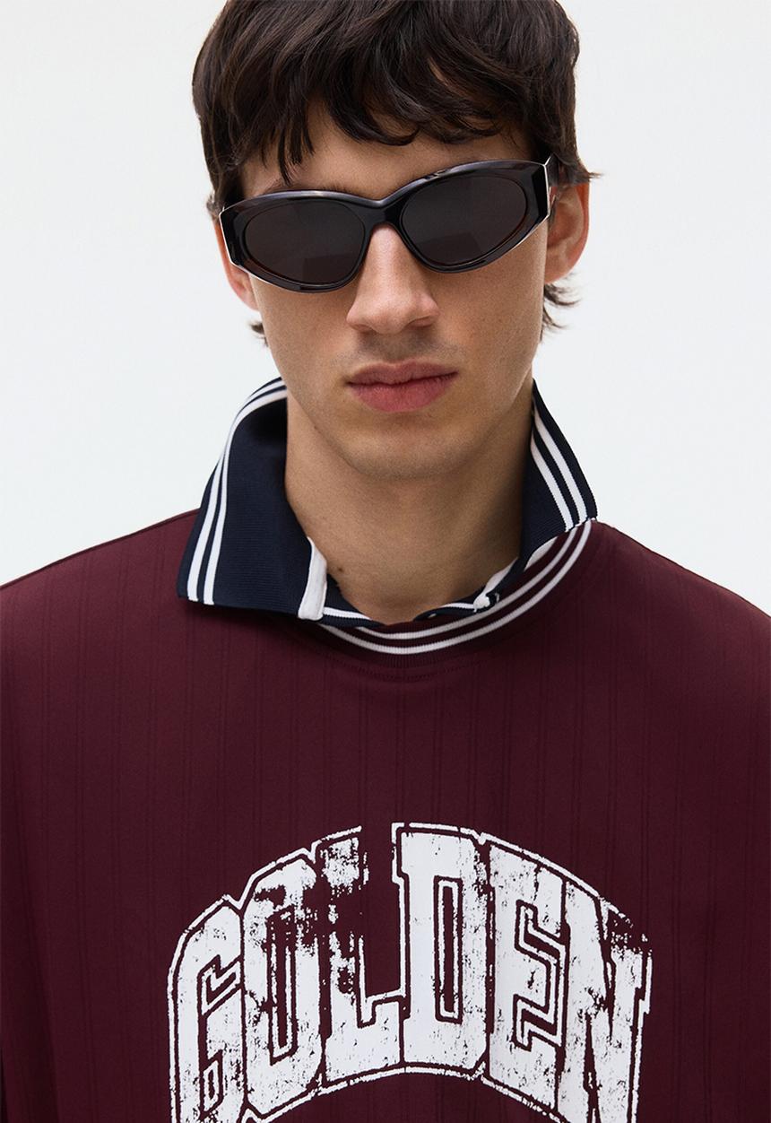 H&M - Loose fit printed t-shirt - burgundy/golden 22