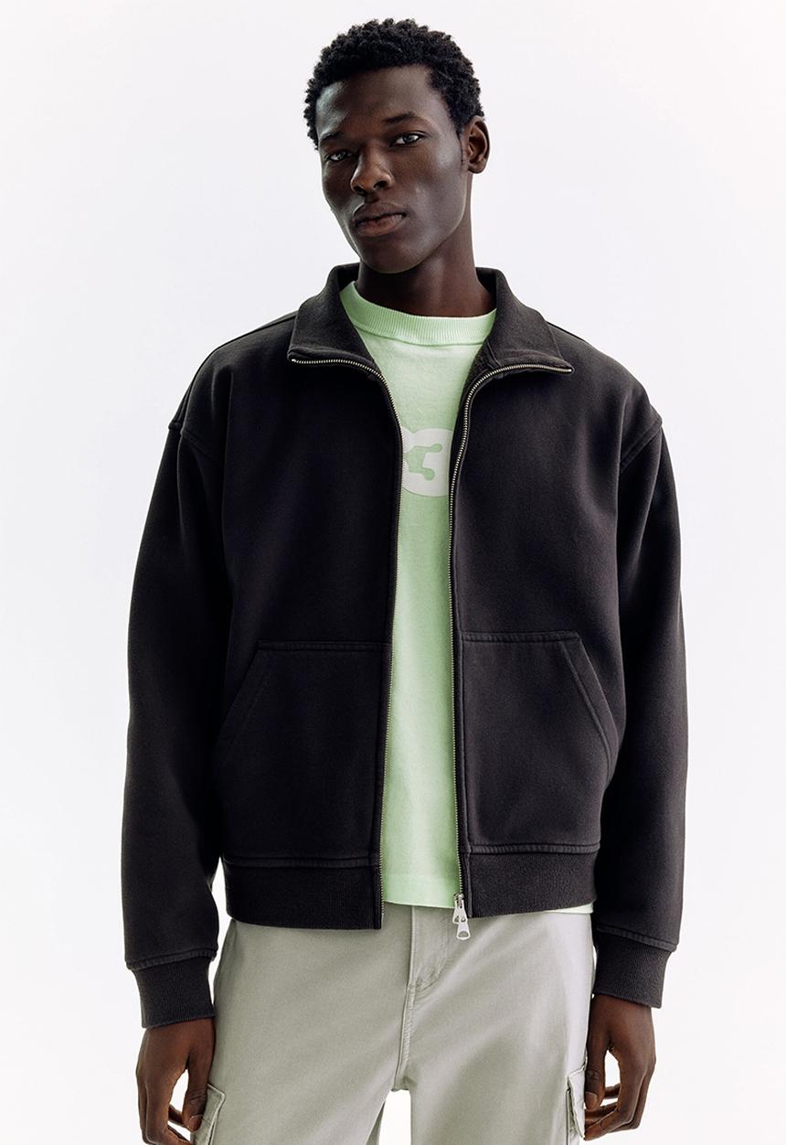 H&M - Relaxed fit boxy-style track jacket - black