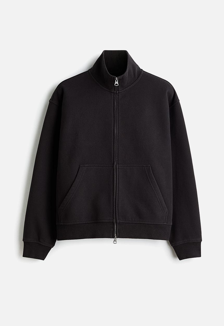 H&M - Relaxed fit boxy-style track jacket - black