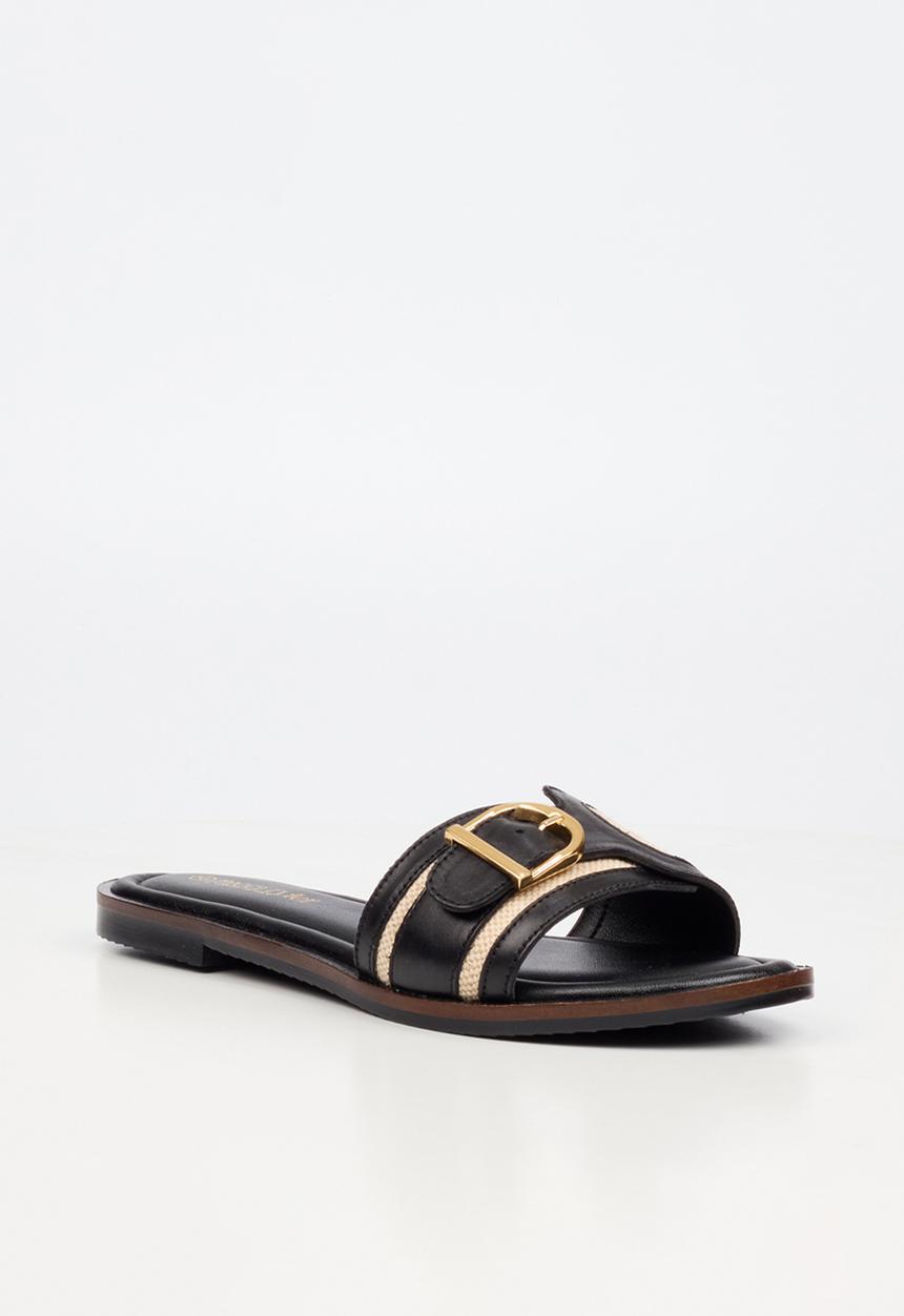 Nicci Tyler - Helena 1 Leather Slide Sandal - Black