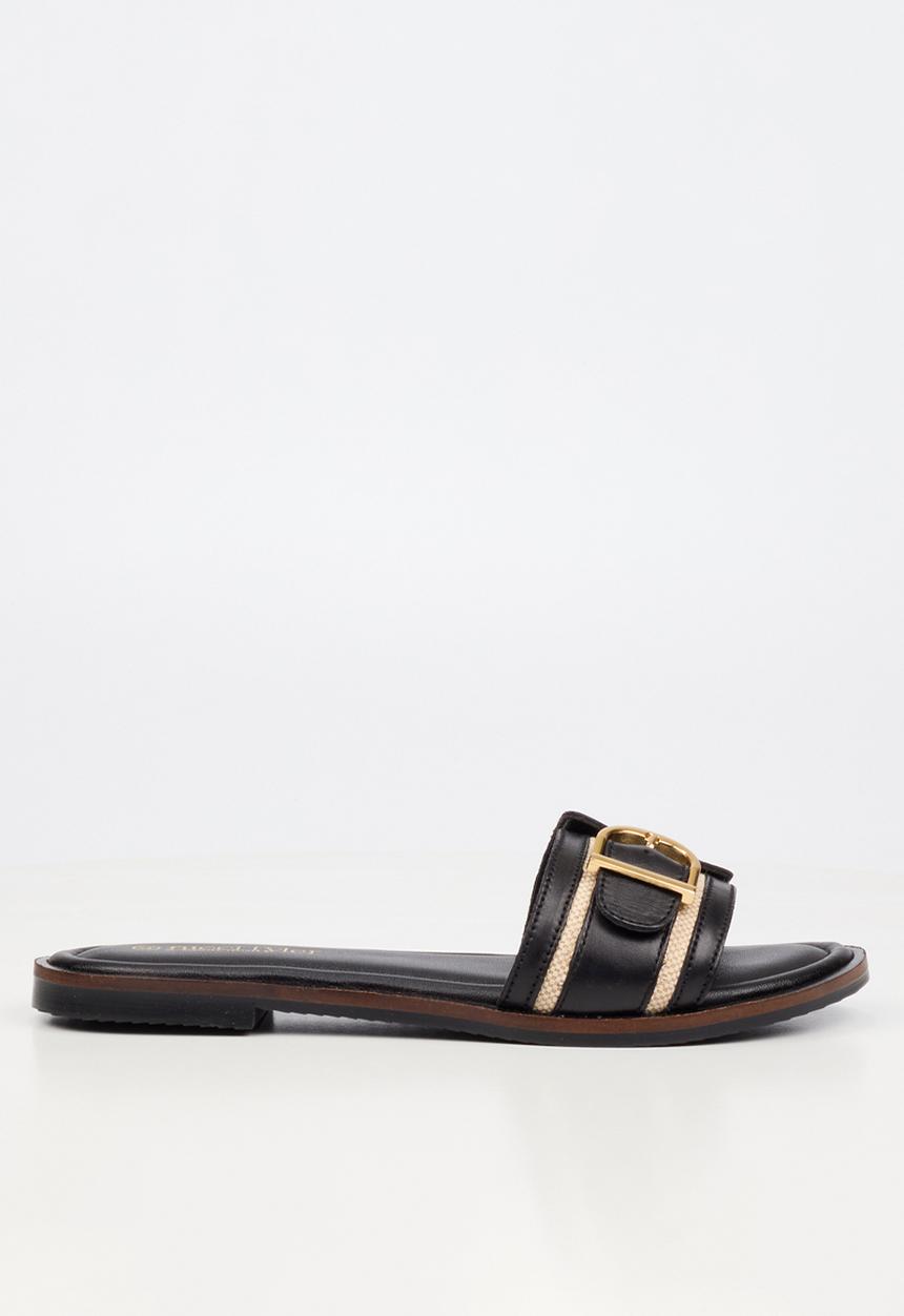 Nicci Tyler - Helena 1 Leather Slide Sandal - Black