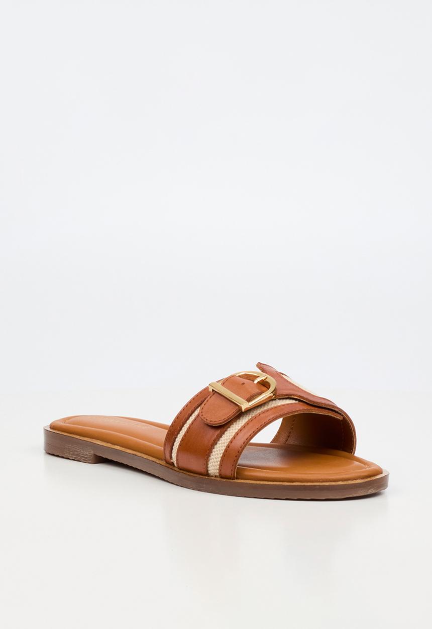 Nicci Tyler - Helena 1 Leather Slide Sandal - Tan