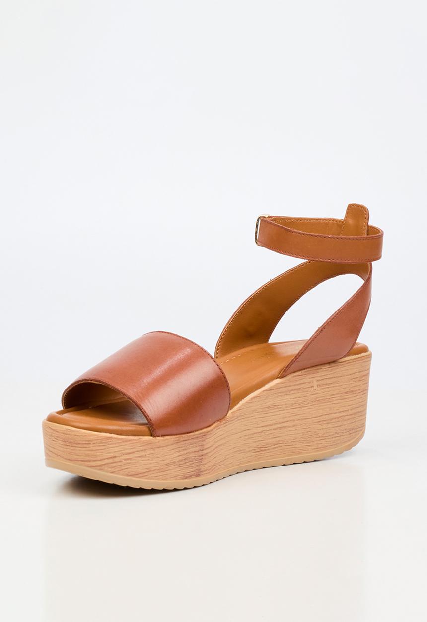 Nicci Tyler - Luisa 1 Leather Espadrille Wedge Heel - Tan