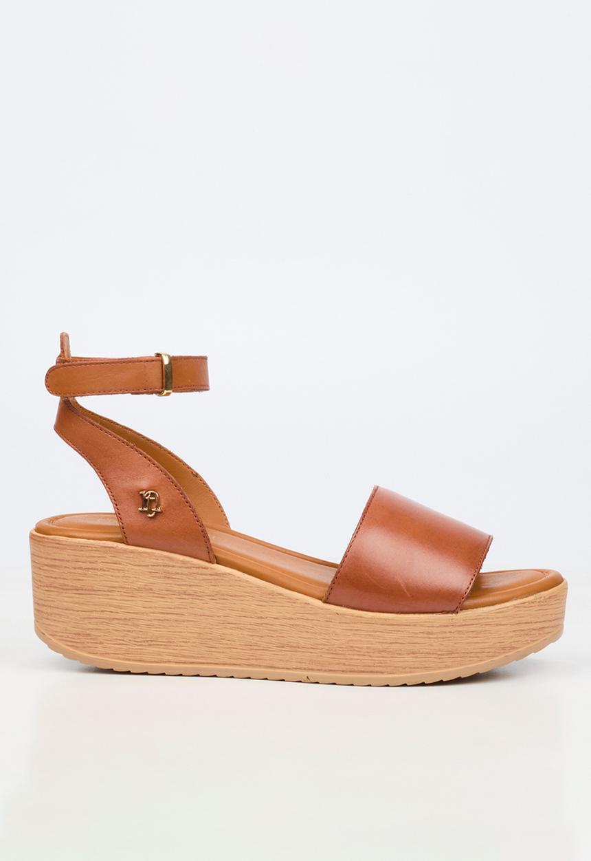 Nicci Tyler - Luisa 1 Leather Espadrille Wedge Heel - Tan